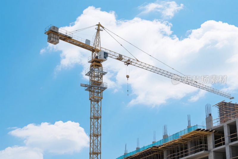 工地塔吊与建筑工地