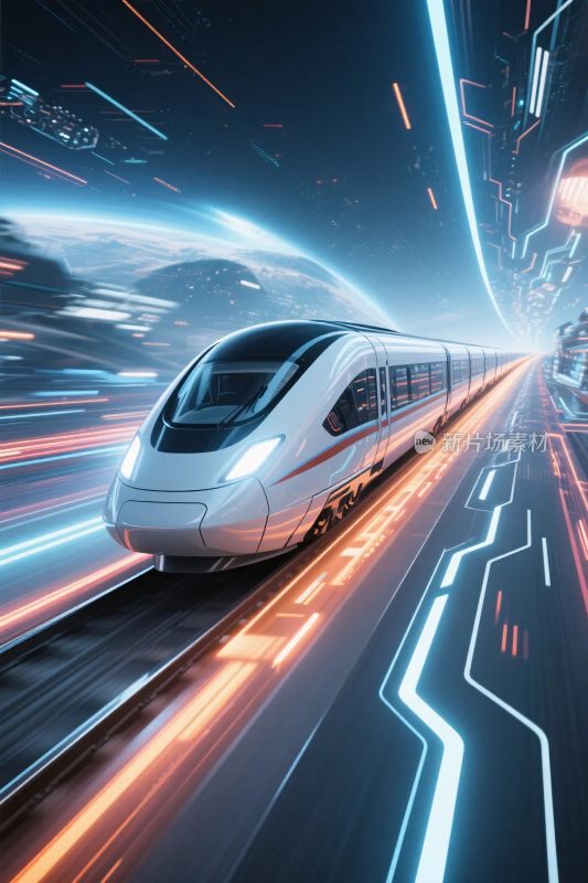 未来科技高速列车插画