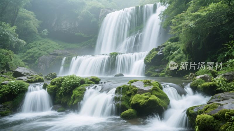 山间瀑布自然美景