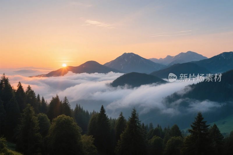 山间云雾日出风景