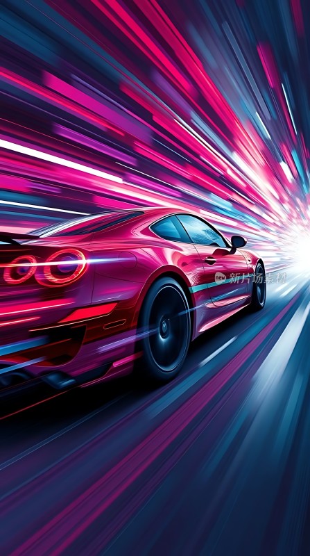 速度与激情红色跑车疾驰而过