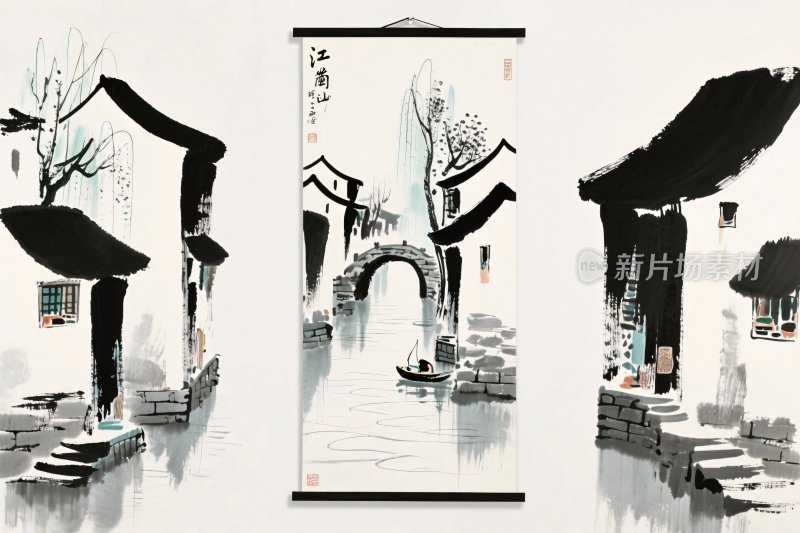 水墨古建筑风景图