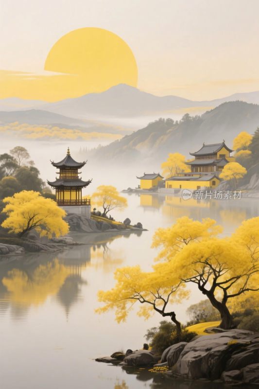 古风山水风景插画