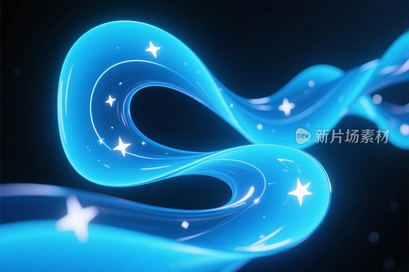 梦幻蓝色流动星光插画