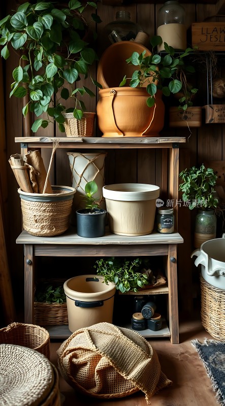 自然之韵陶罐绿植编织篮