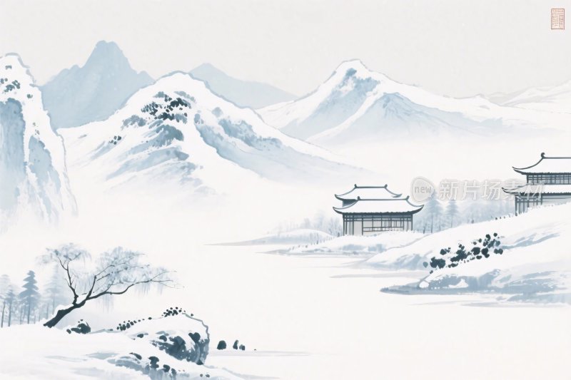 传统山水风景插画