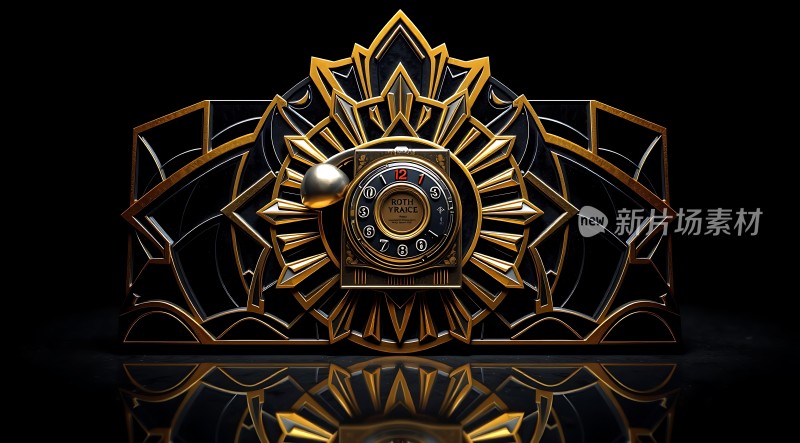 金色时钟艺术装置