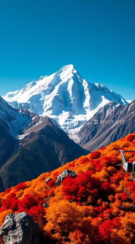 雪山红叶秋色醉人