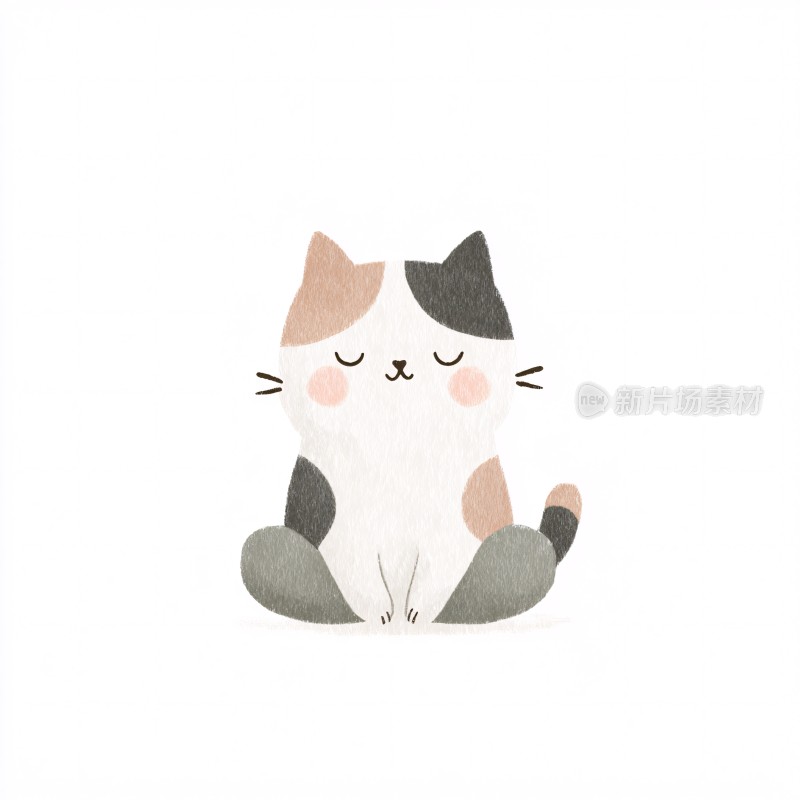 可爱三色猫咪插画