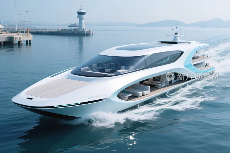 现代游艇航行场景