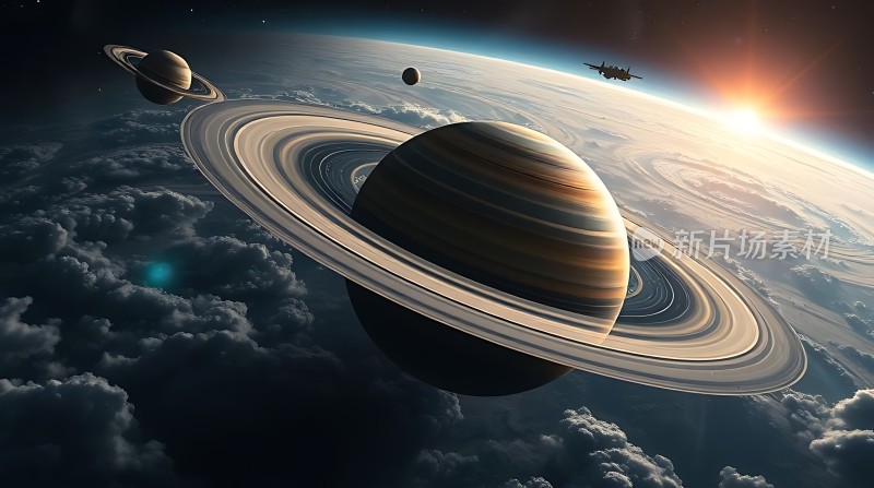 太阳系奇观土星环与地球云海