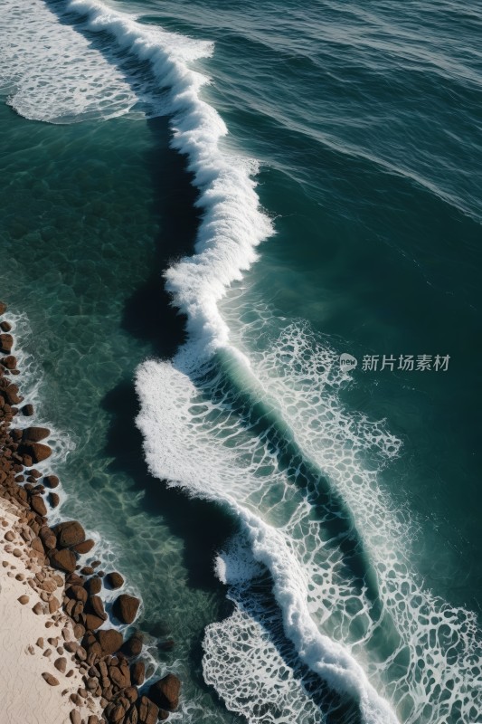 海滩的景色海浪拍打着海岸高清风景图片