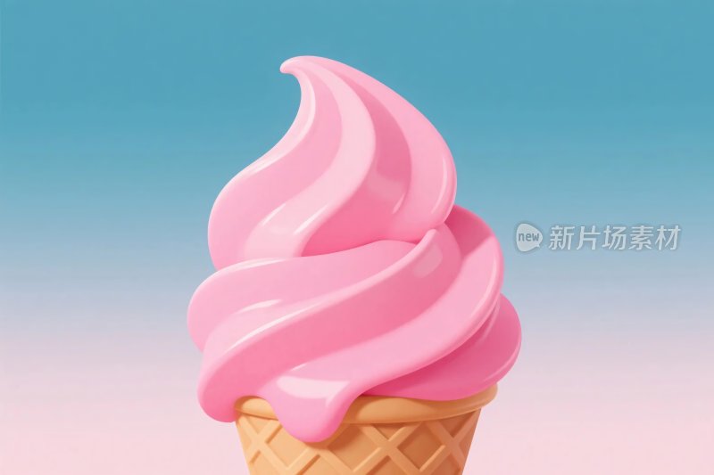 粉色冰淇淋甜筒插画