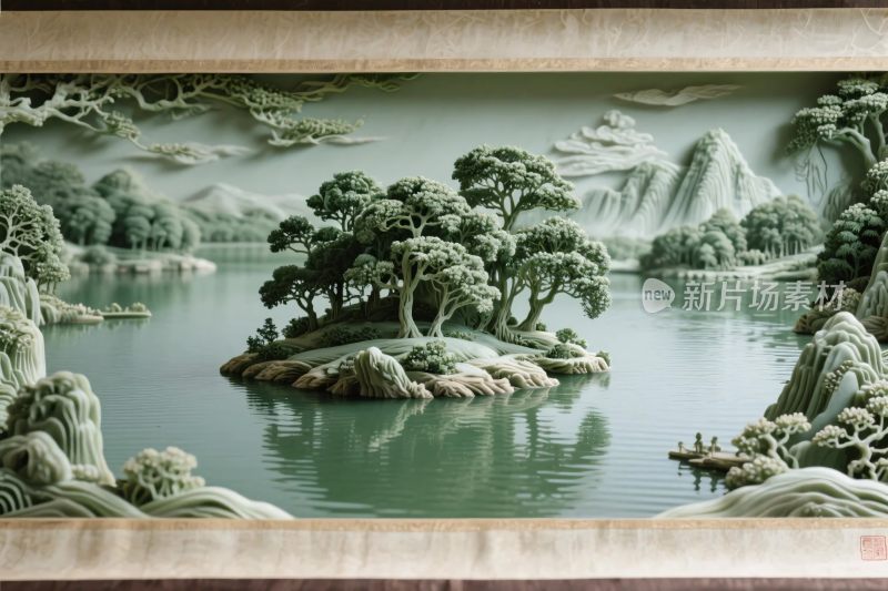 山水浮雕艺术画