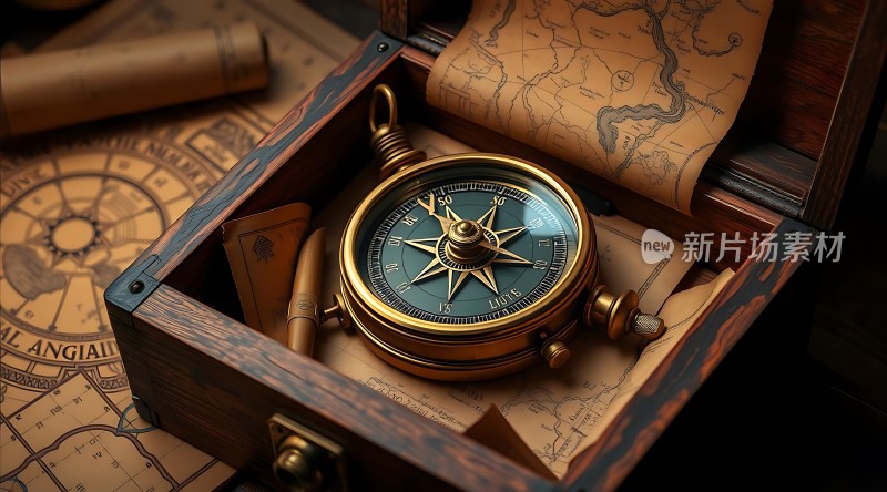古董指南针与地图