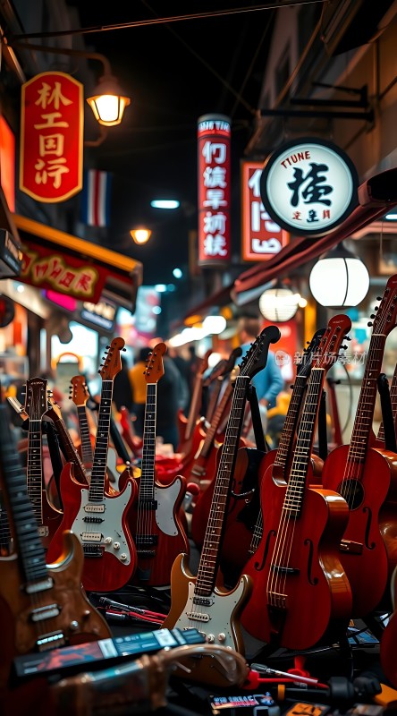 吉他街市夜色中