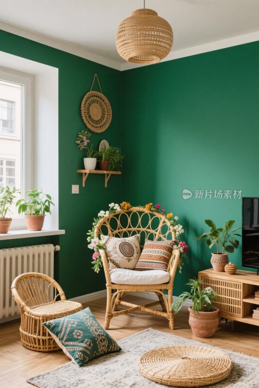 绿调温馨室内场景