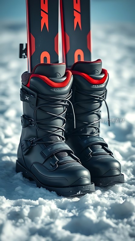 雪地上的滑雪装备