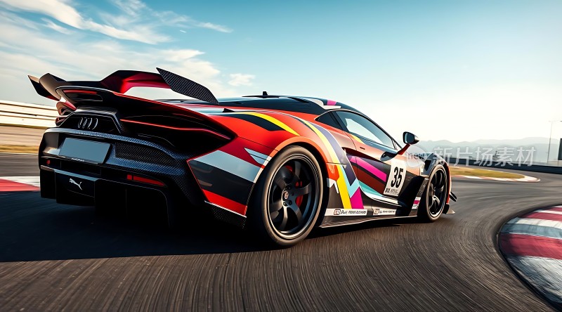 赛道上的多彩赛车