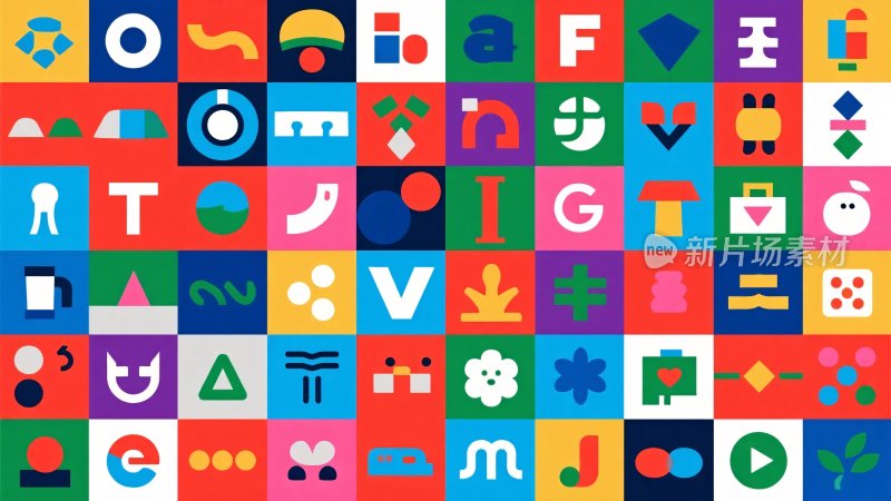 多彩几何图标插画