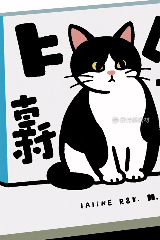 黑白猫咪插画