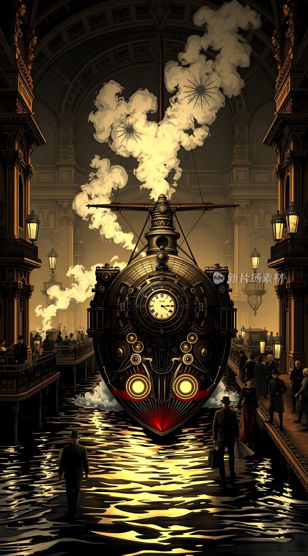 蒸汽船驶入未来世界