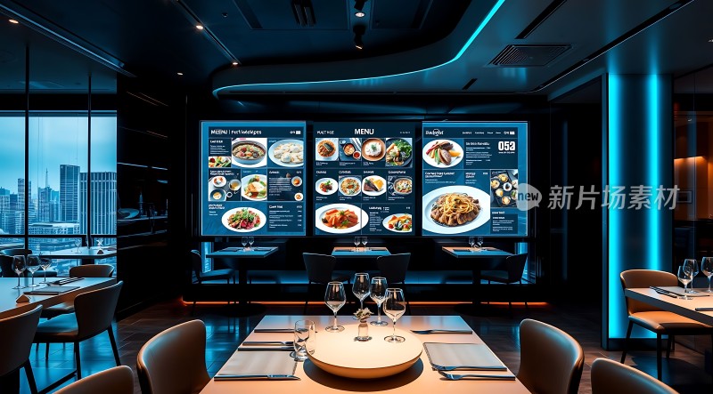 现代餐厅优雅环境美食与美景共赏