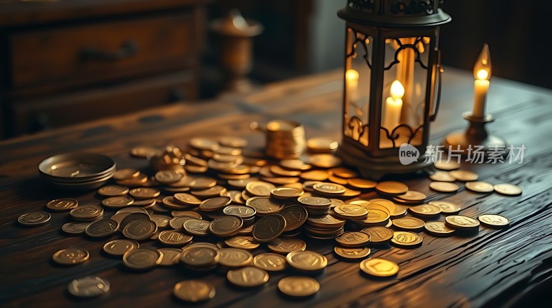 黄金硬币与灯笼
