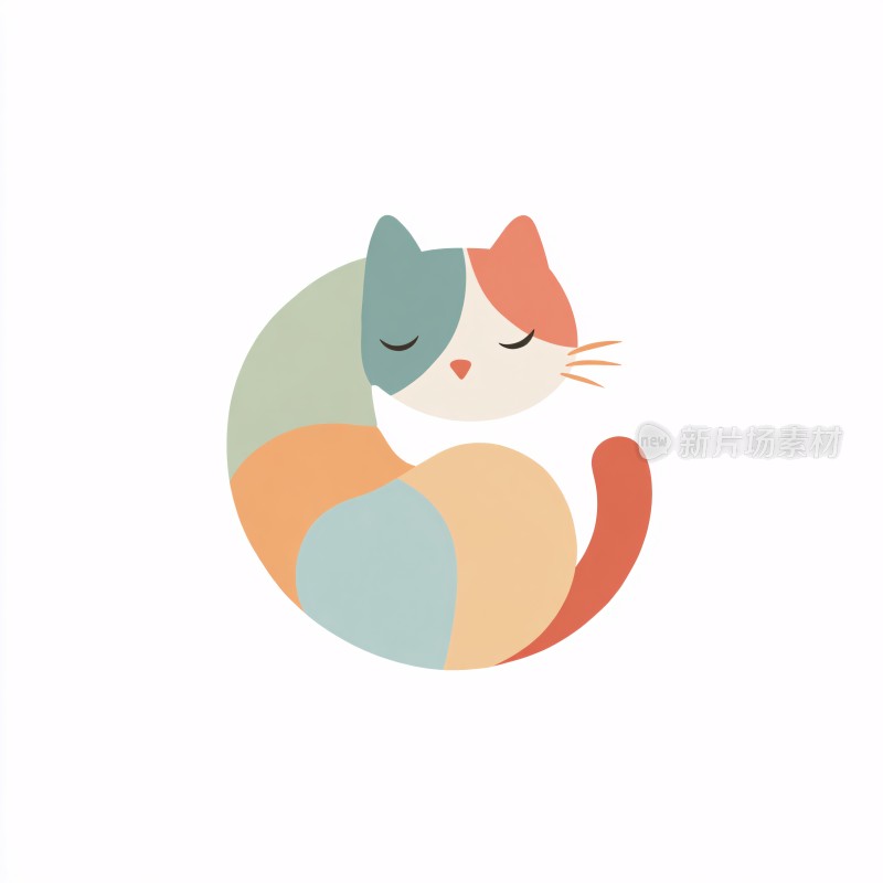 可爱的彩色猫咪插画