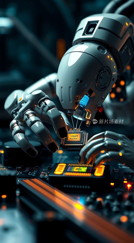 机器人操作芯片未来科技感十足