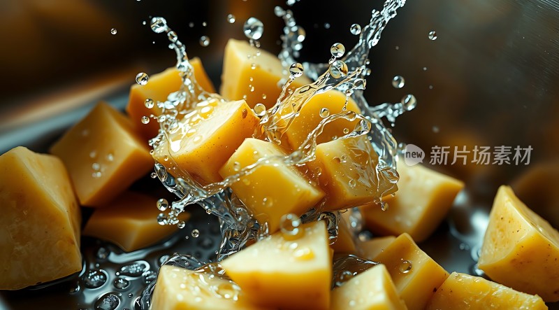 土豆块入水