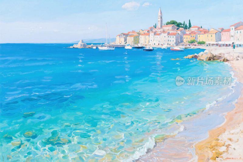 美丽海滨小镇风景图