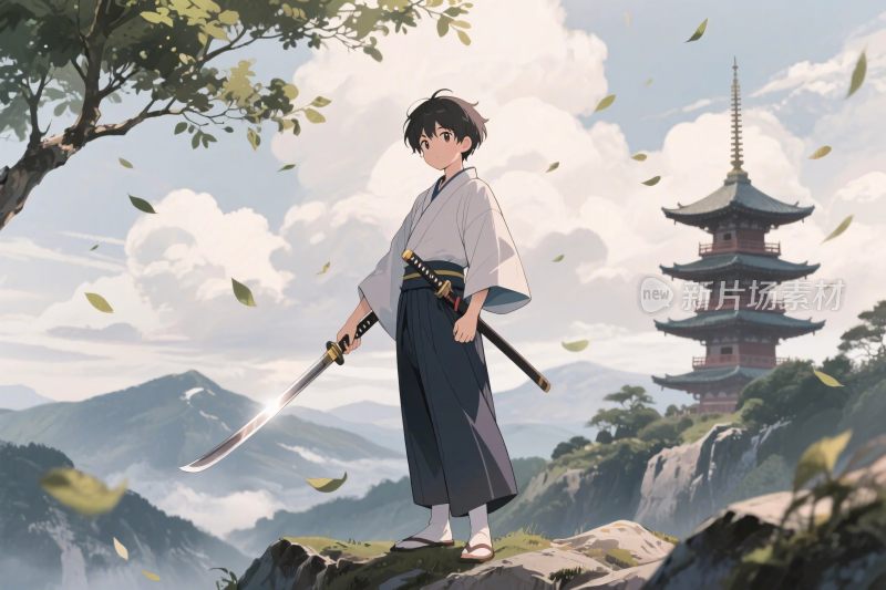 动漫角色山水插画