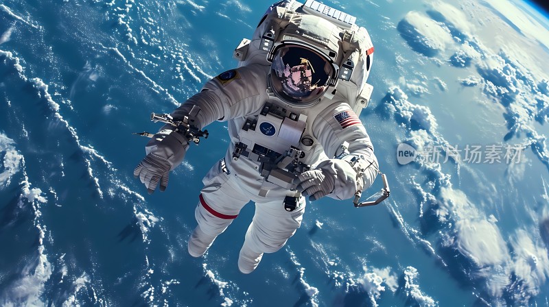 宇航员太空漫步地球背景