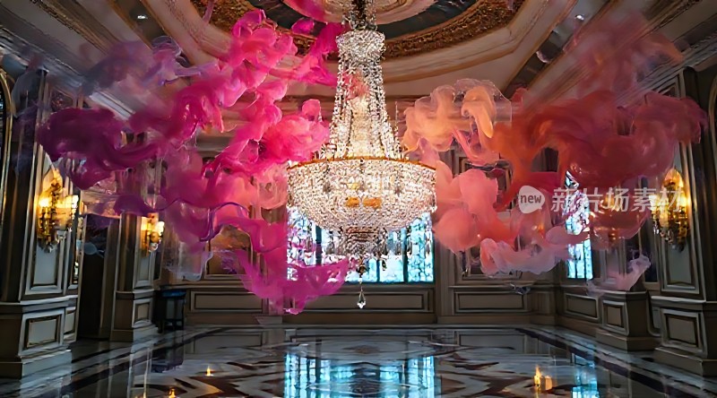 彩色烟雾吊灯艺术装置