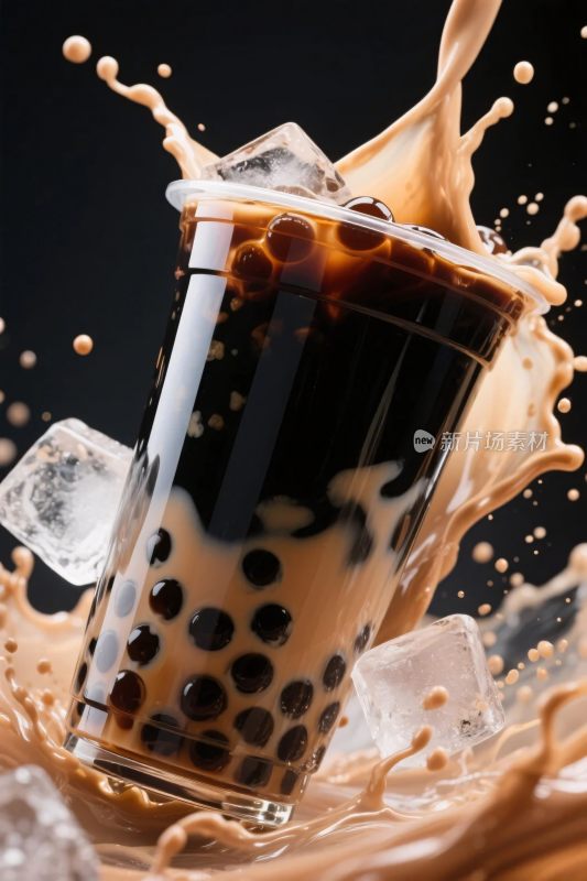 珍珠奶茶溅出效果