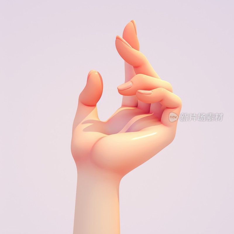 卡通手指3D渲染C4D立体图标卡通插画