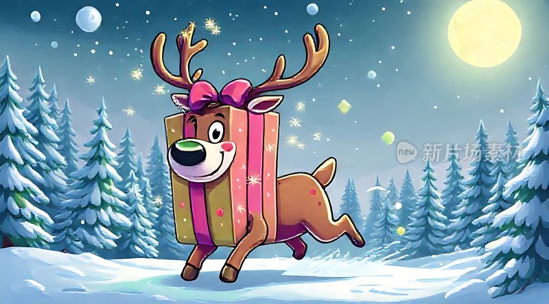 雪夜礼物鹿