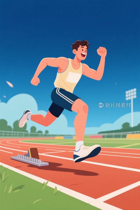 运动员赛道冲刺插画