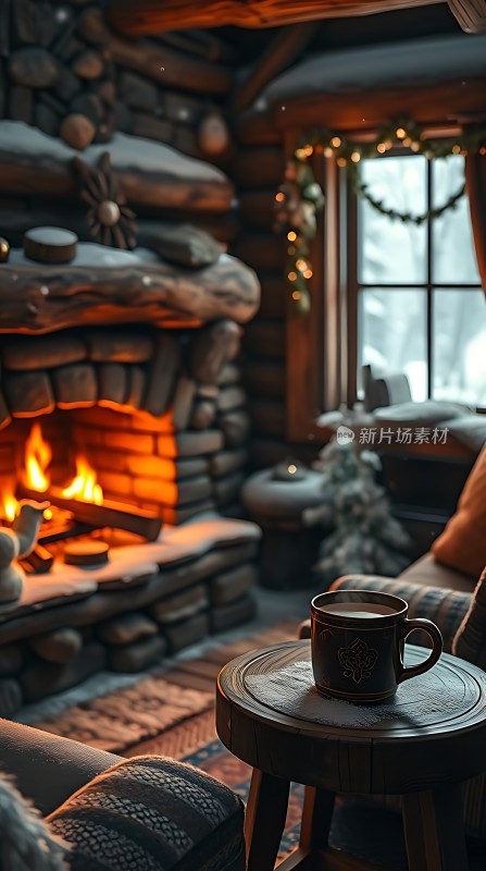 冬日暖炉旁的温馨时刻