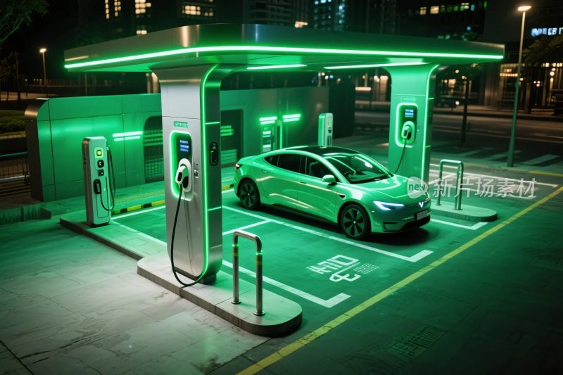 新能源汽车充电站夜景