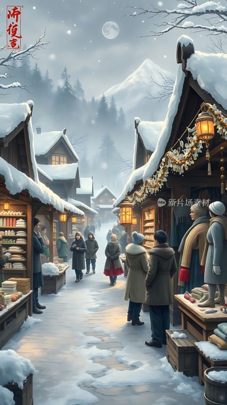雪夜集市暖意融融