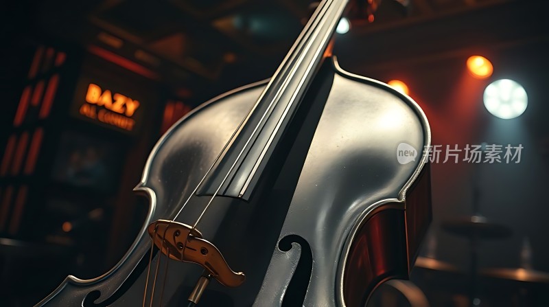 黑色小提琴舞台灯光下的优雅旋律