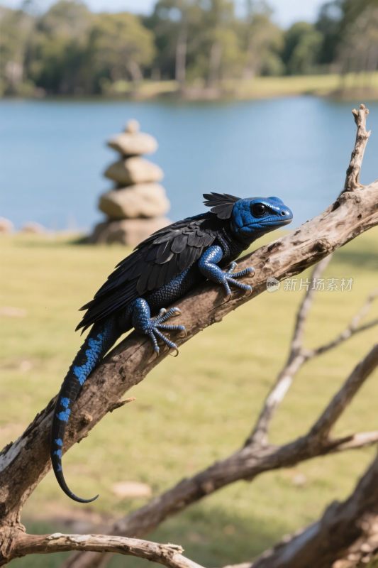 蜥蜴栖息在树枝上