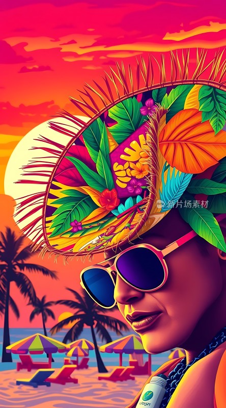 热带风情日落海滩