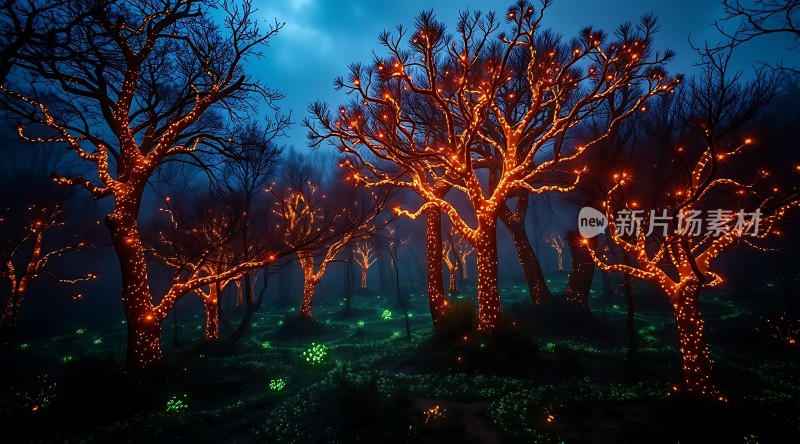 神秘森林夜光树影