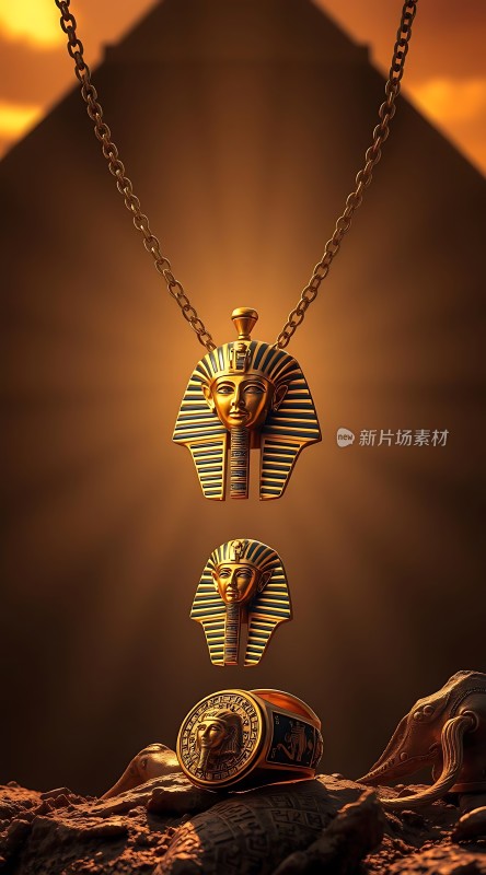 古埃及黄金项链与戒指