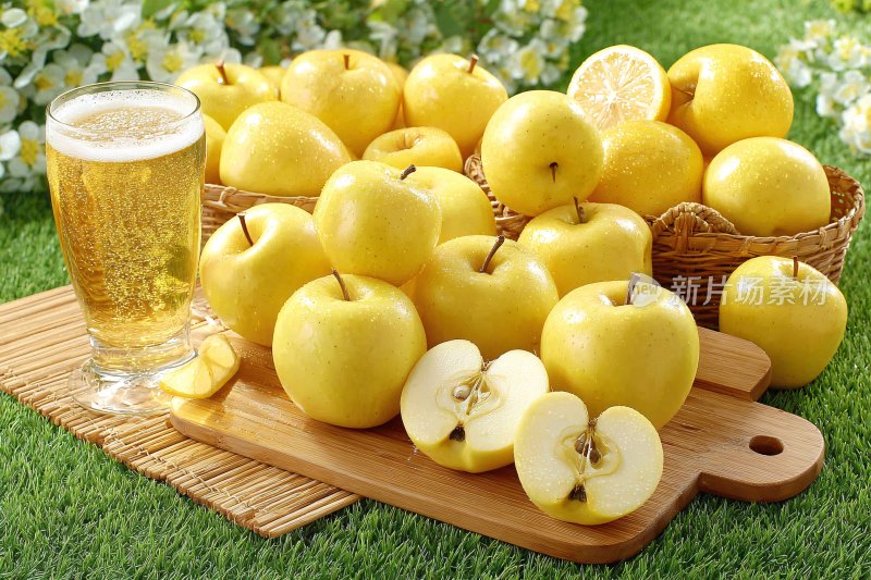 黄苹果与啤酒的清新组合