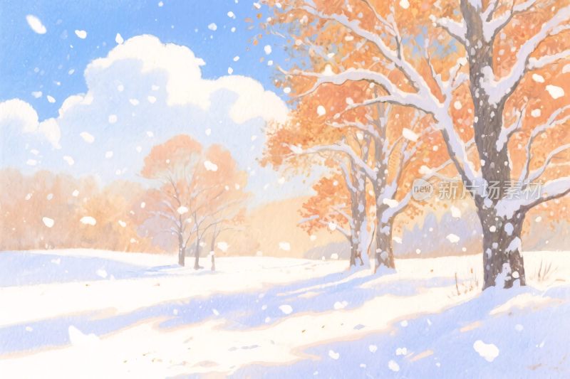 冬季雪景插画