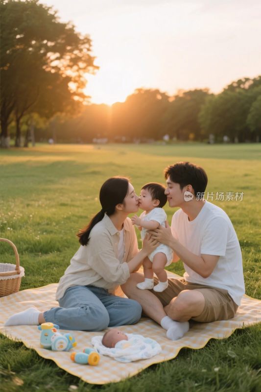 温馨家庭野餐场景